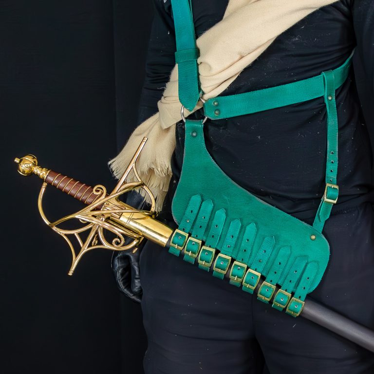 Leather Rapier Frog Belt with Steel Buckle