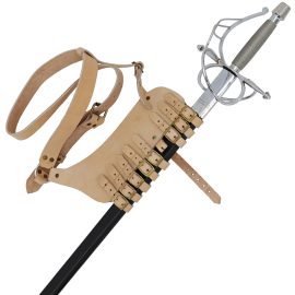 Adjustable Leather Rapier Frog Belt with Steel Buckle