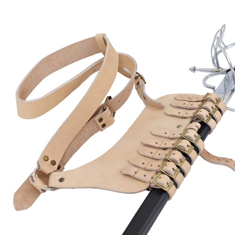 Adjustable Leather Rapier Frog Belt with Steel Buckle