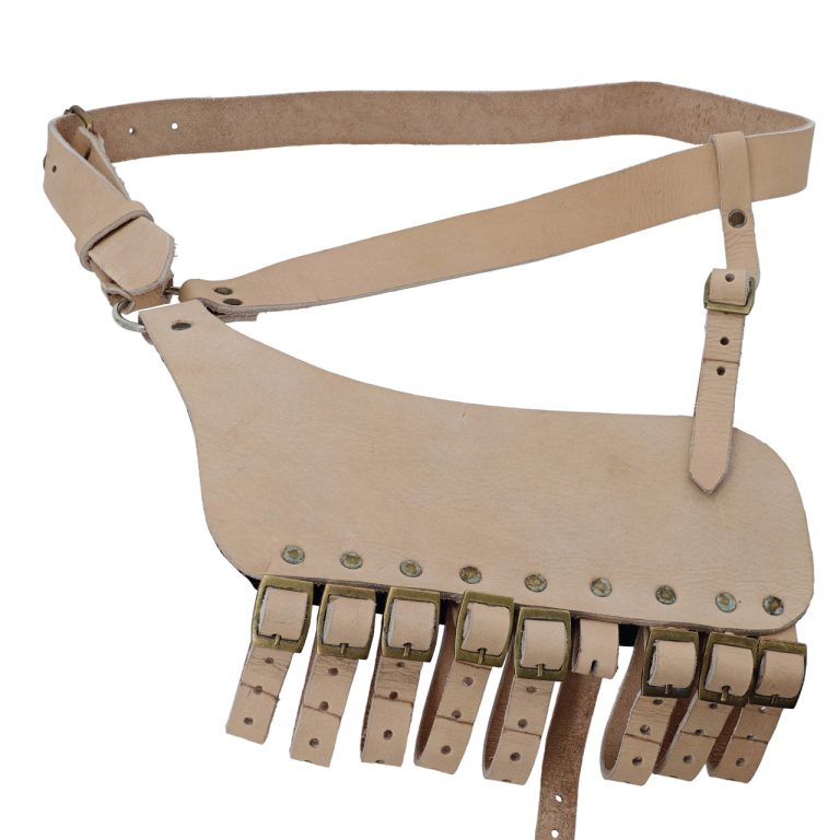 Adjustable Leather Rapier Frog Belt with Steel Buckle