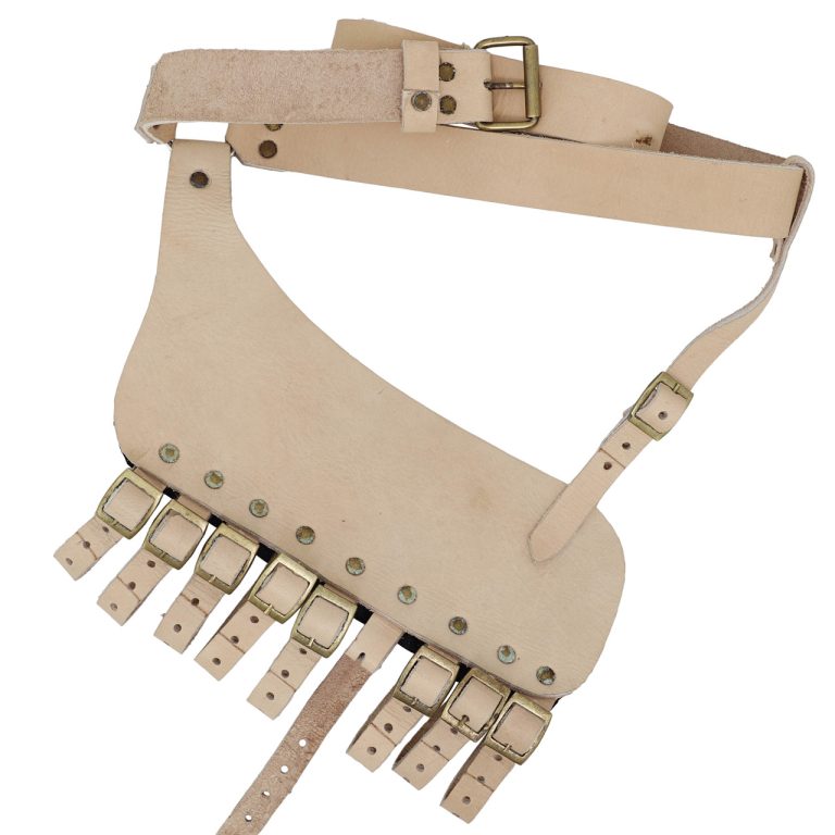 Adjustable Leather Rapier Frog Belt with Steel Buckle