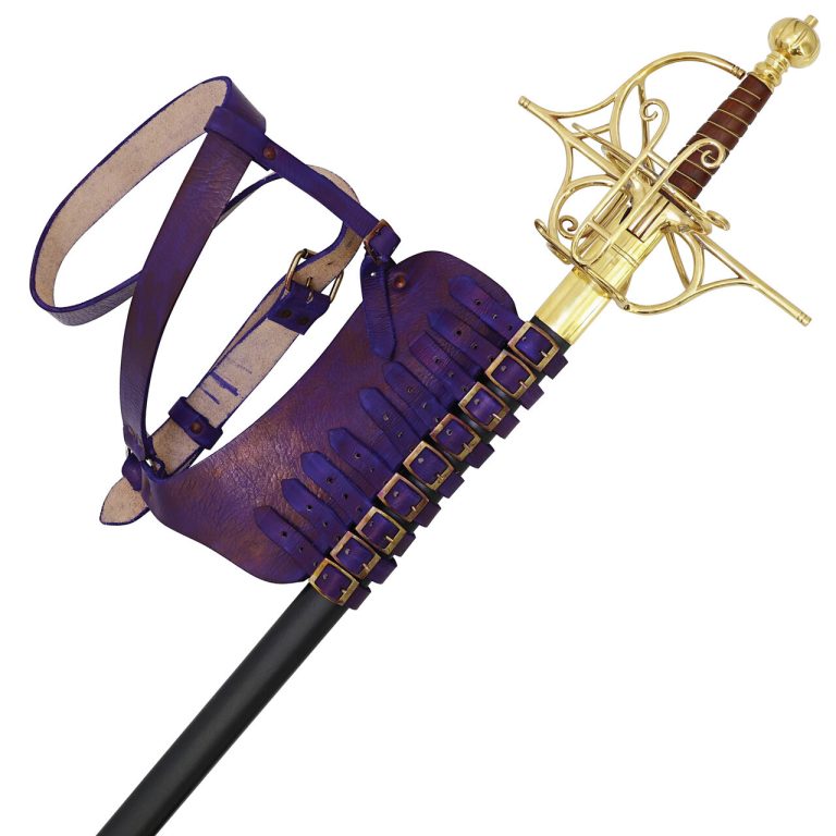 Leather Adjustable Rapier Frog Belt with Steel Buckle