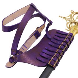 Leather Adjustable Rapier Frog Belt with Steel Buckle