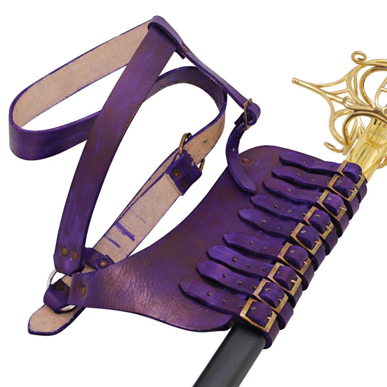 Leather Adjustable Rapier Frog Belt with Steel Buckle
