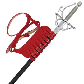 Leather Adjustable Rapier Frog Belt with Steel Buckle