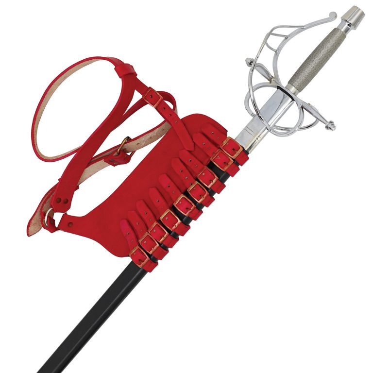 Leather Adjustable Rapier Frog Belt with Steel Buckle