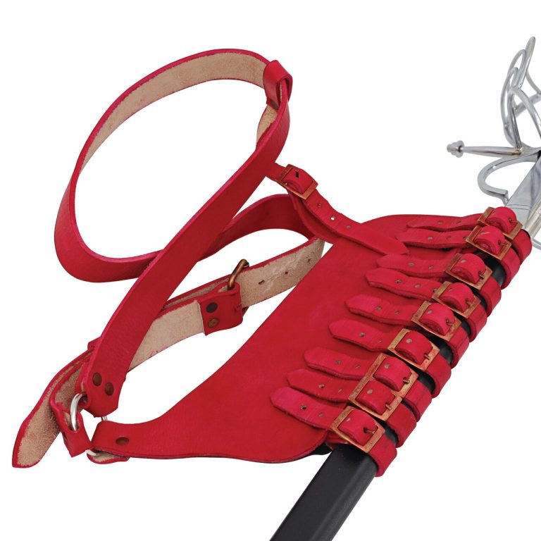 Leather Adjustable Rapier Frog Belt with Steel Buckle