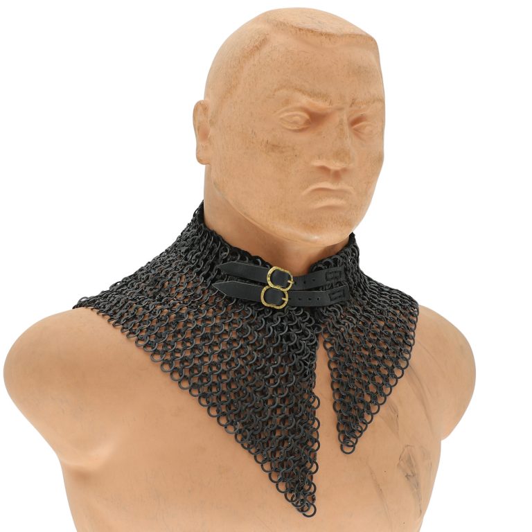 Riveted Chainmail Armor Collar with Suede Lining