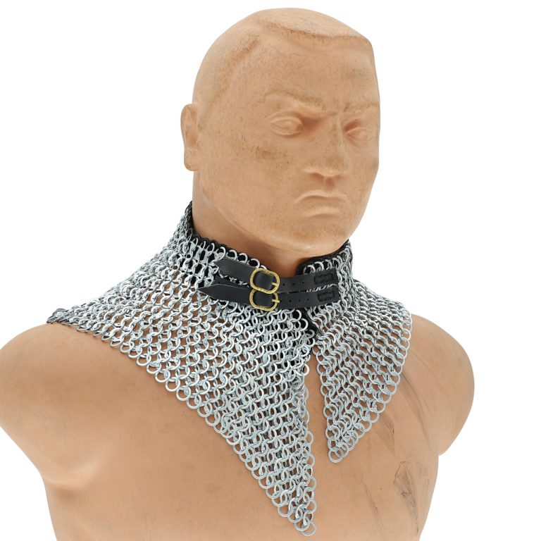 Riveted Chainmail Armor Collar with Suede Lining