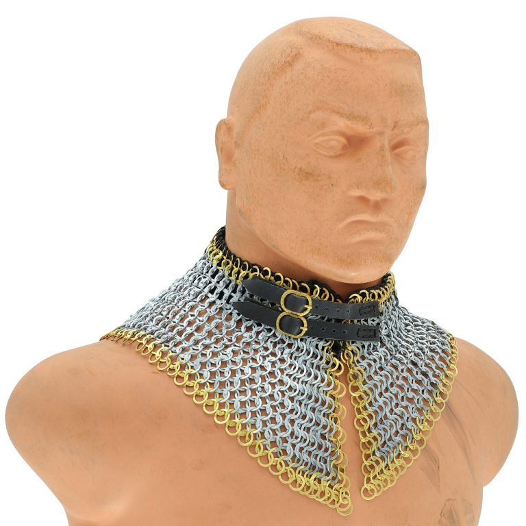 Riveted Chainmail Armor Collar with Suede Lining