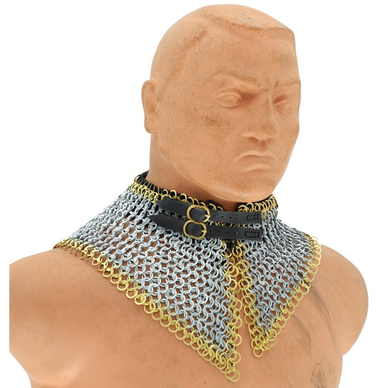 Riveted Chainmail Armor Collar with Suede Lining