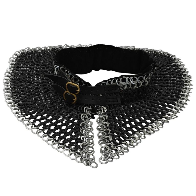 Riveted Chainmail Armor Collar with Suede Lining