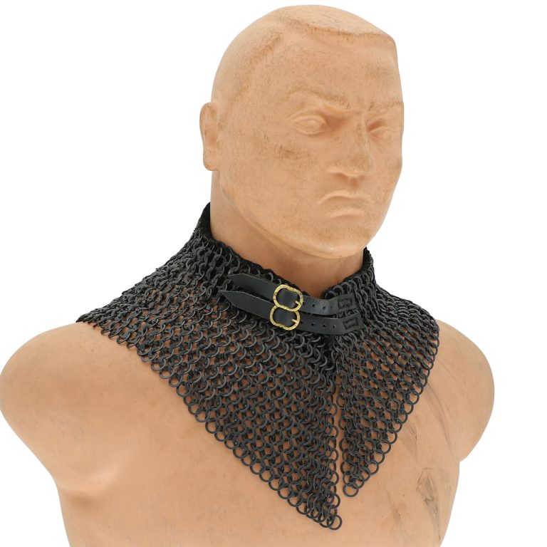 Riveted Chainmail Armor Collar with Suede Lining