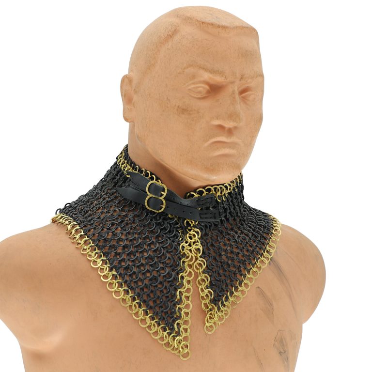 Riveted Chainmail Armor Collar with Suede Lining