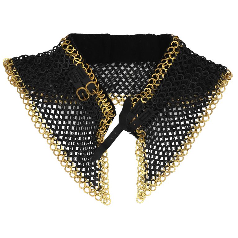 Riveted Chainmail Armor Collar with Suede Lining