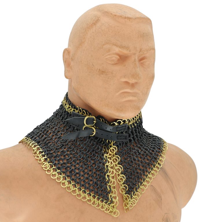 Riveted Chainmail Armor Collar with Suede Lining