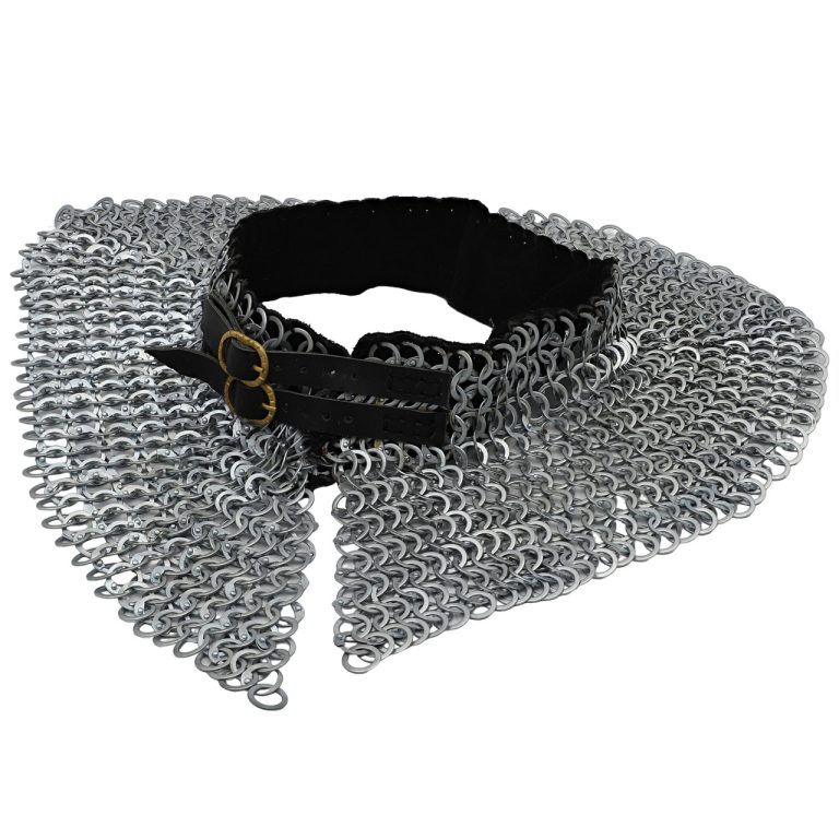 Riveted Chainmail Armor Collar with Suede Lining