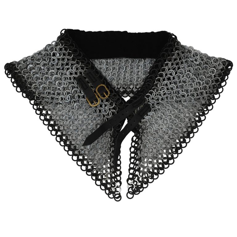 Riveted Chainmail Armor Collar with Suede Lining