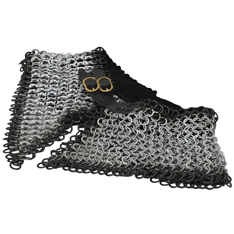 Riveted Chainmail Armor Collar with Suede Lining