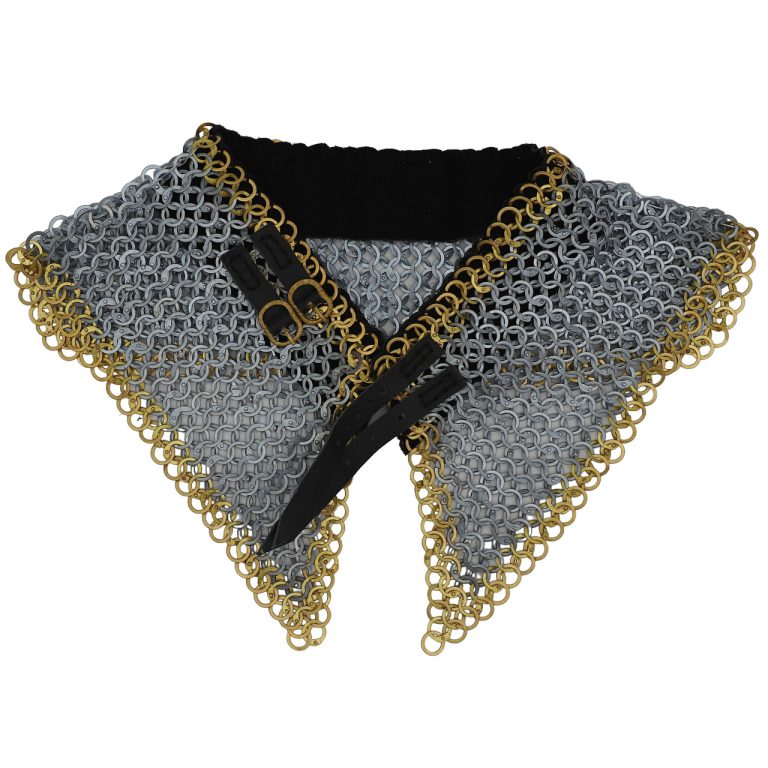 Riveted Chainmail Armor Collar with Suede Lining