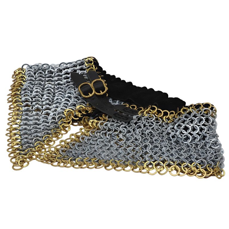 Riveted Chainmail Armor Collar with Suede Lining