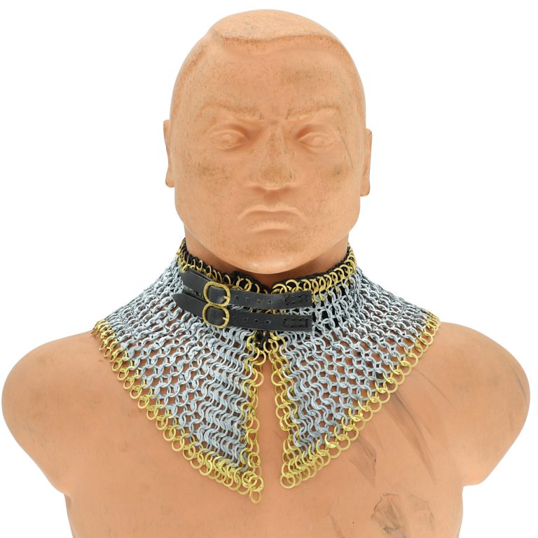 Riveted Chainmail Armor Collar with Suede Lining