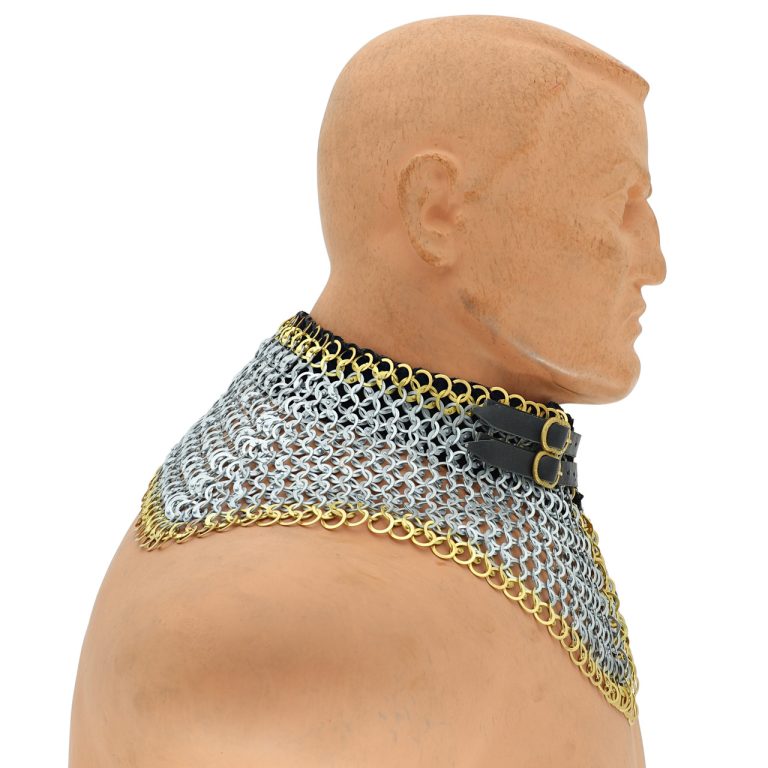 Riveted Chainmail Armor Collar with Suede Lining