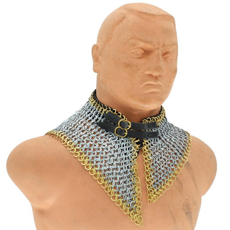 Riveted Chainmail Armor Collar with Suede Lining