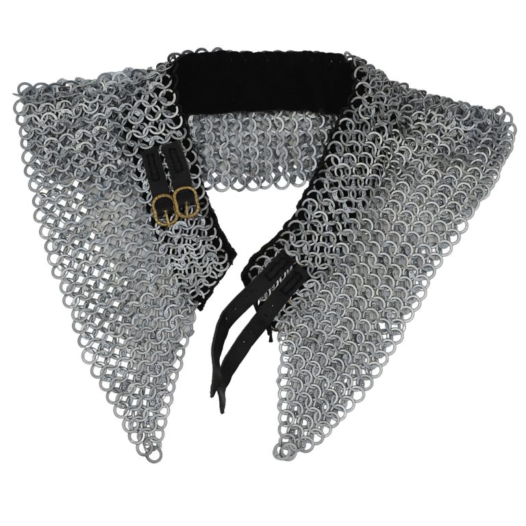 Riveted Chainmail Armor Collar with Suede Lining