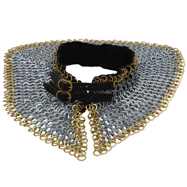 Riveted Chainmail Armor Collar with Suede Lining