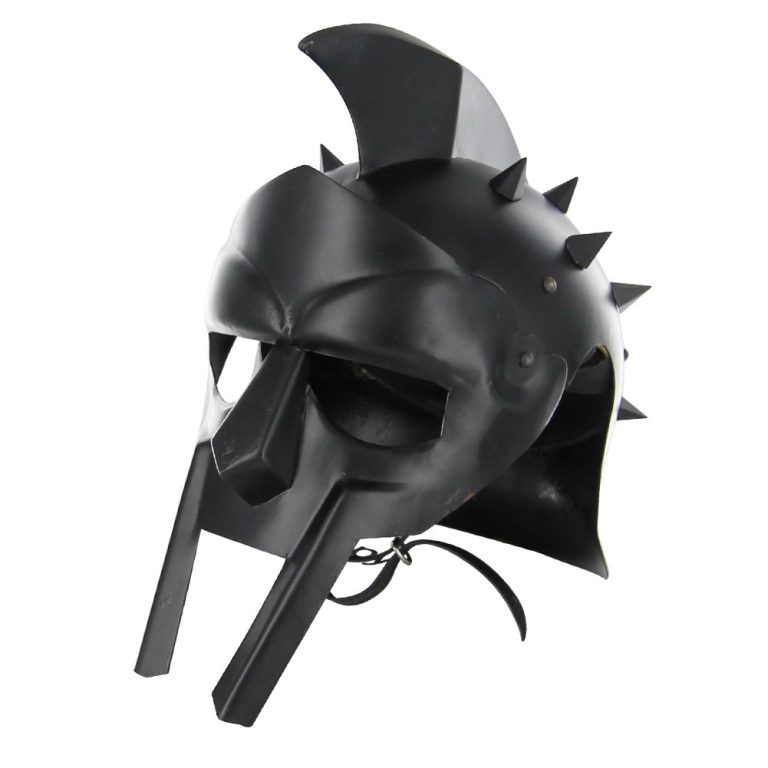 Roman Gladiator Helmet with Spikes - Black Finish