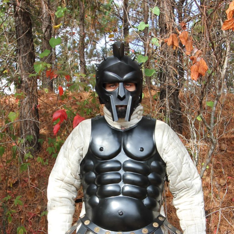 Roman Gladiator Helmet with Spikes - Black Finish