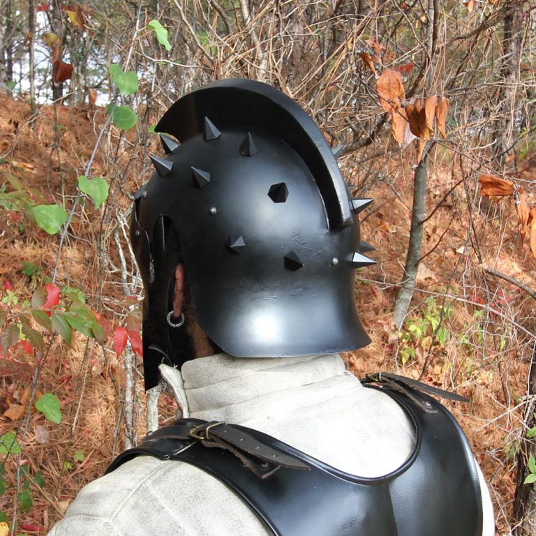 Roman Gladiator Helmet with Spikes - Black Finish