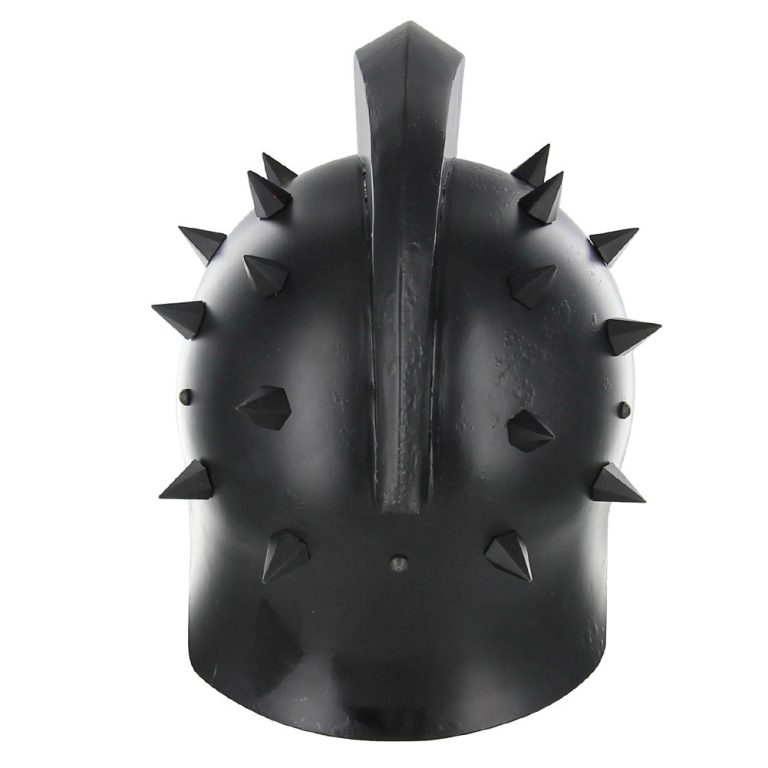 Roman Gladiator Helmet with Spikes - Black Finish