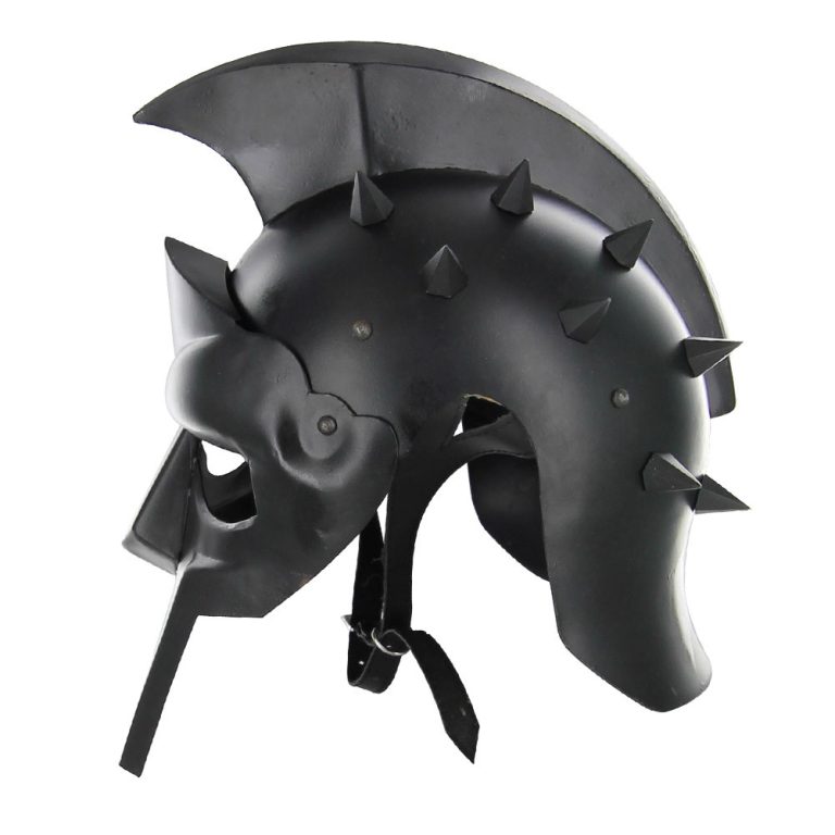 Roman Gladiator Helmet with Spikes - Black Finish