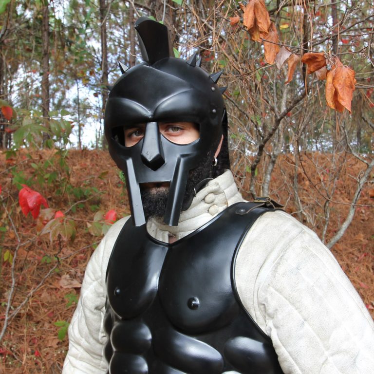 Roman Gladiator Helmet with Spikes - Black Finish