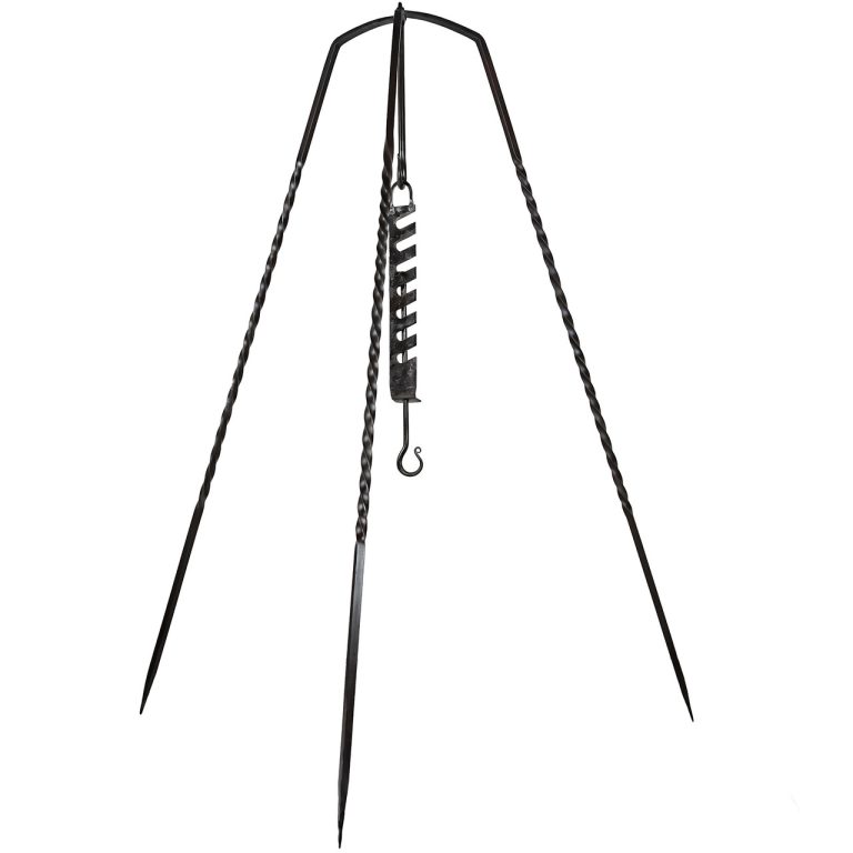 Forged Iron Tripod with Adjustable Pot Hook