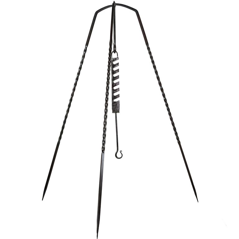 Forged Iron Tripod with Adjustable Pot Hook