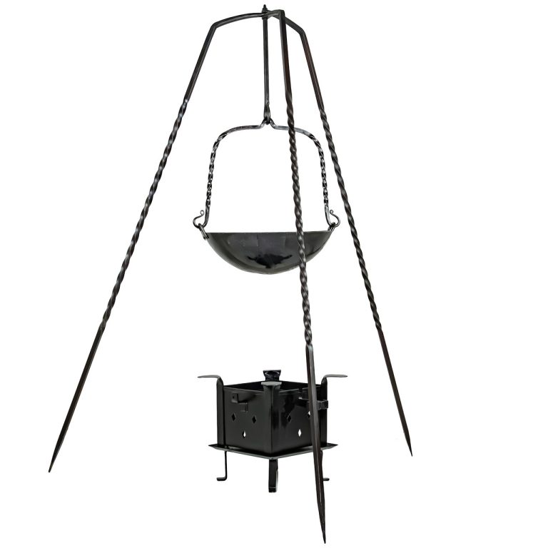 Forged Iron Tripod with Adjustable Pot Hook