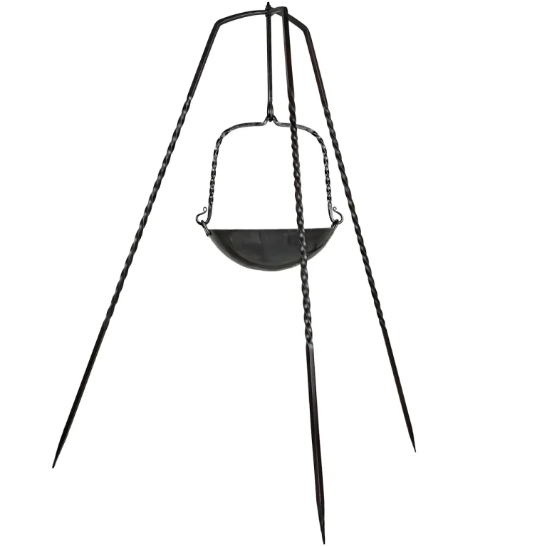Forged Iron Tripod with Adjustable Pot Hook