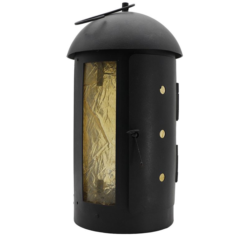 Medieval Round Steel Lantern with Flame Guard