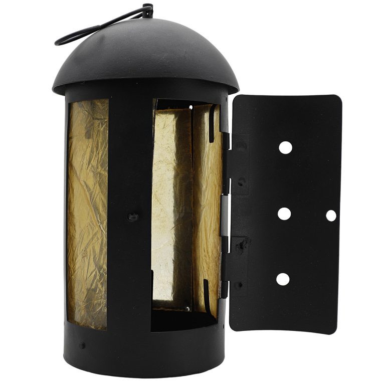 Medieval Round Steel Lantern with Flame Guard