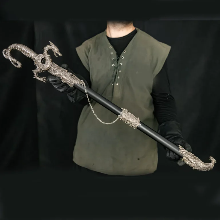 Dragon Serpent Silver Ceremonial Saber with Scabbard
