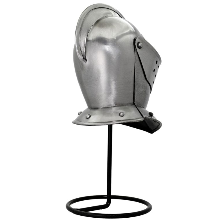 Miniature 20G Steel Medieval Helmet with Stand