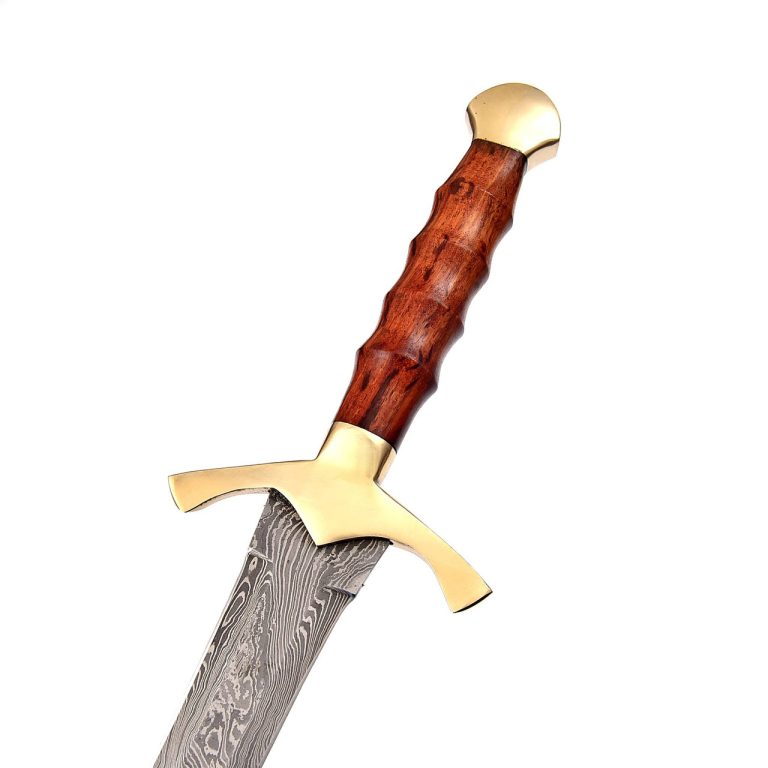 Hand Forged Damascus Leaf Blade Short Sword