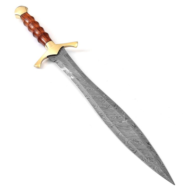 Hand Forged Damascus Leaf Blade Short Sword