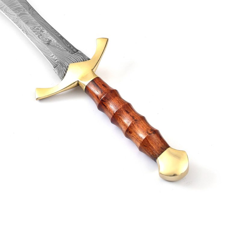 Hand Forged Damascus Leaf Blade Short Sword