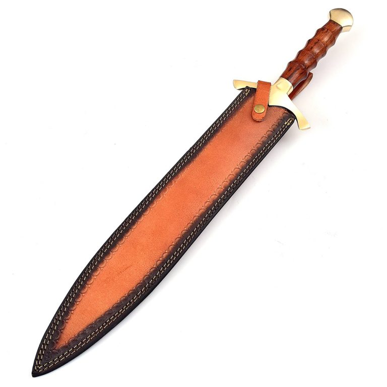 Hand Forged Damascus Leaf Blade Short Sword