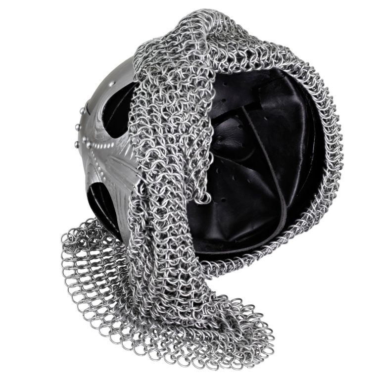Forged Steel Viking Vendel Helm with Chainmail