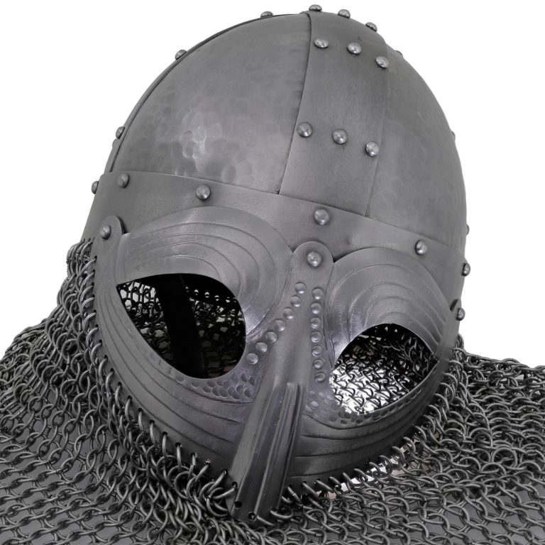 Forged Steel Viking Vendel Helm with Chainmail